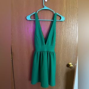 Green Plunging Neckline Dress
